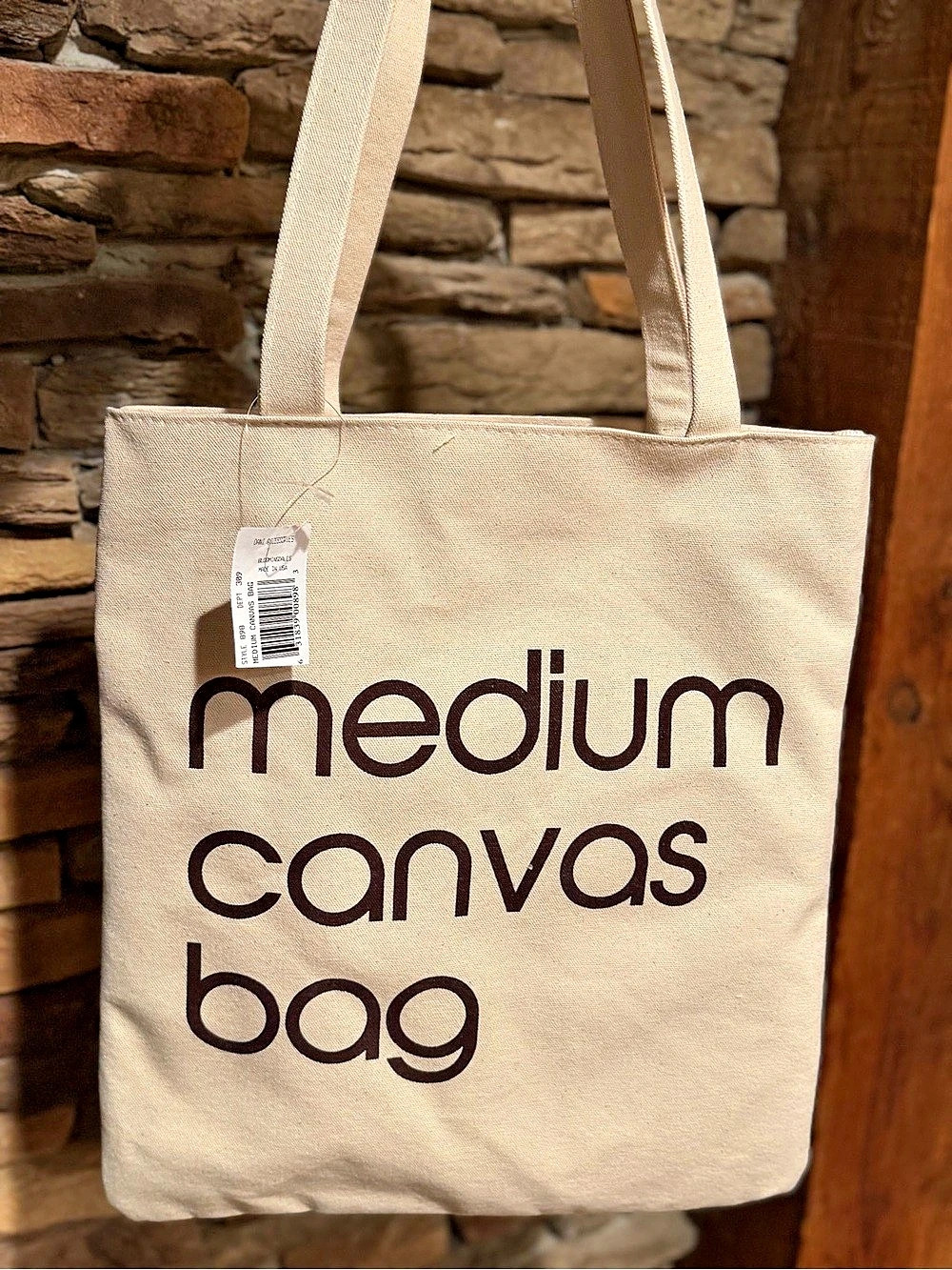 Bloomingdale's NWT Medium Canvas Tote in Cream & Brown